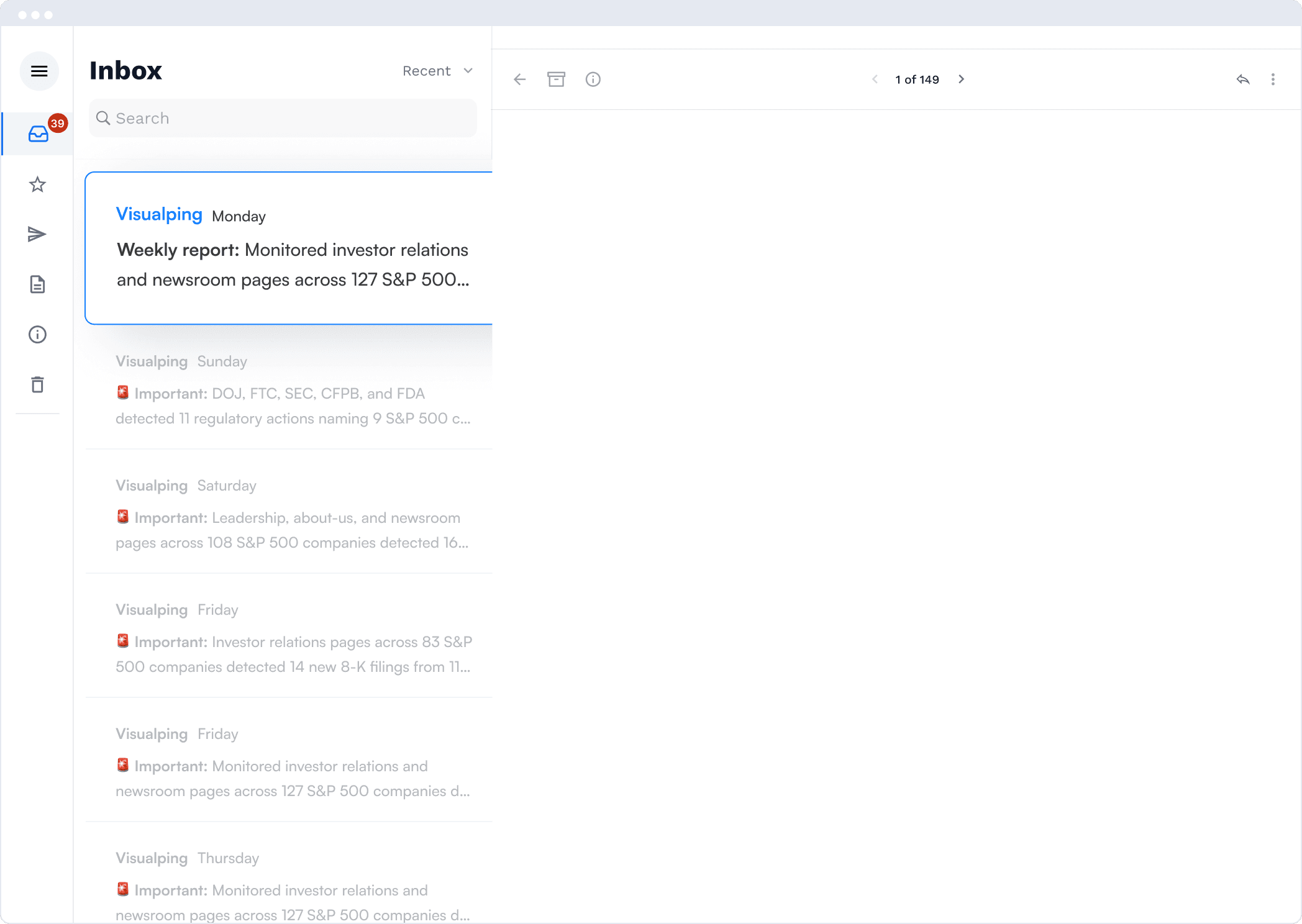 Visualping weekly email report with AI summaries