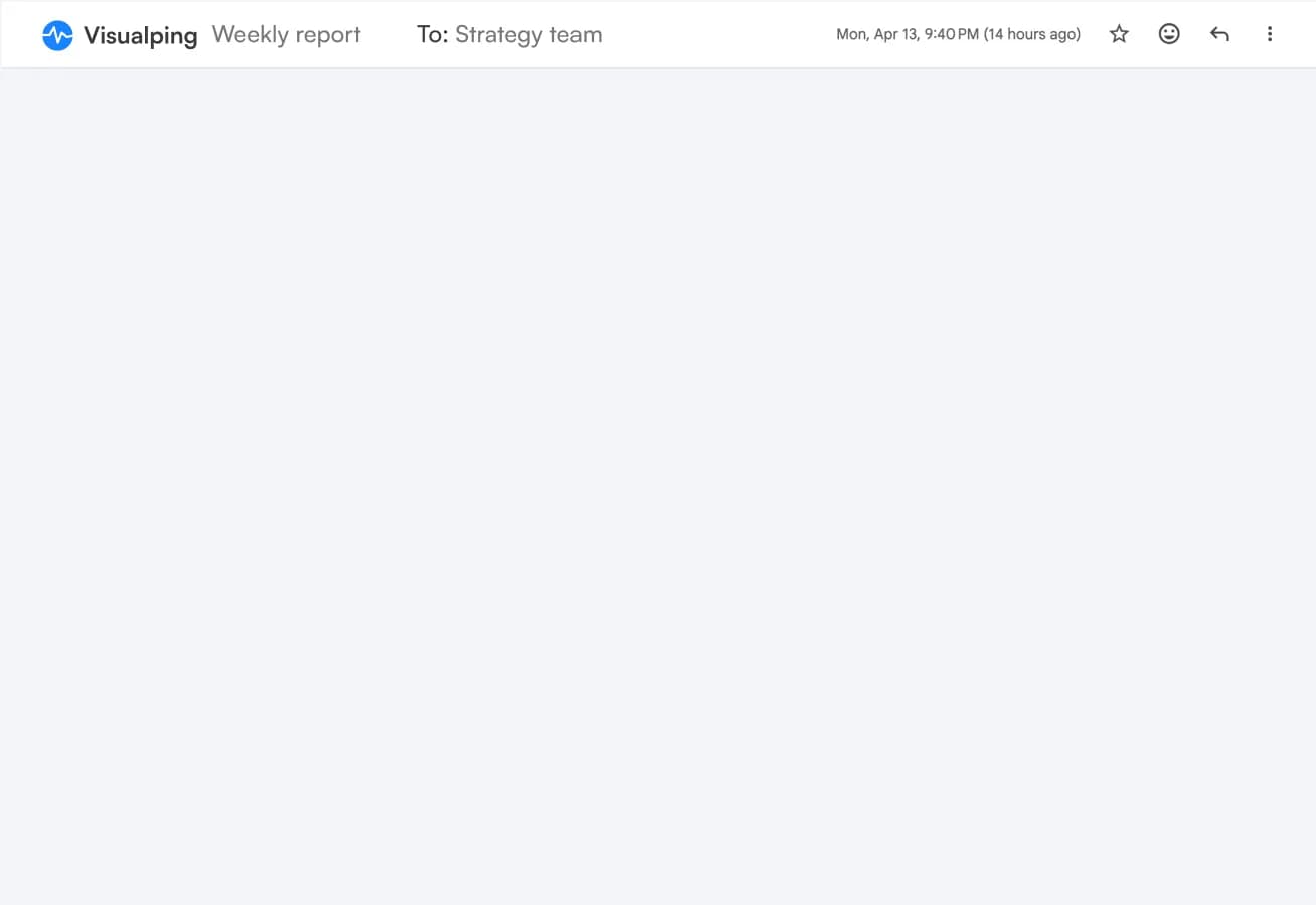Visualping weekly report email header