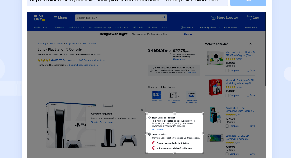 How to monitor Best Buy products for in-stock and restock notifications using Visualping
