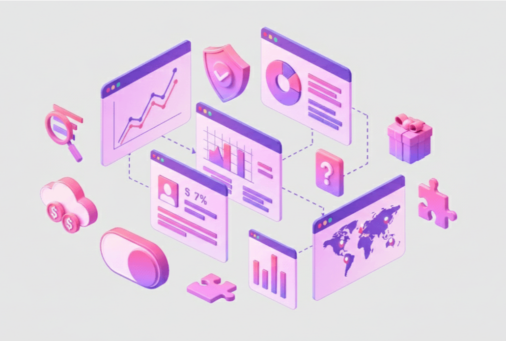 Various icons showing competitor monitoring imagery