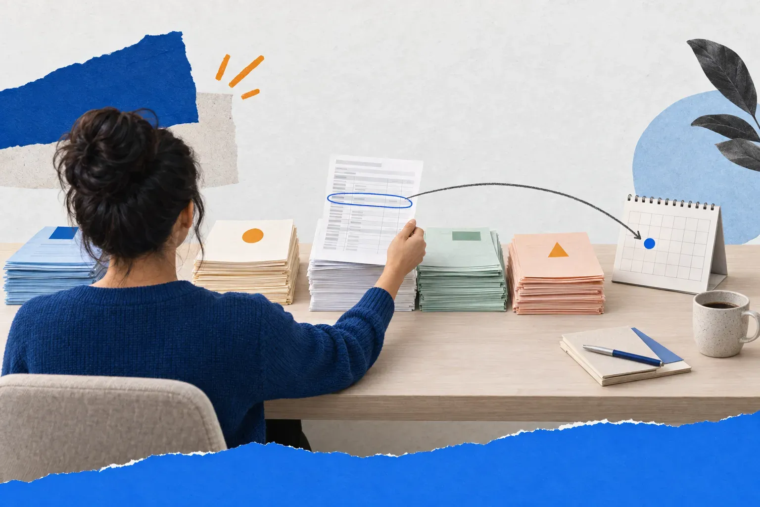Revenue-cycle analyst tracking prior authorization changes across stacks of payer documents