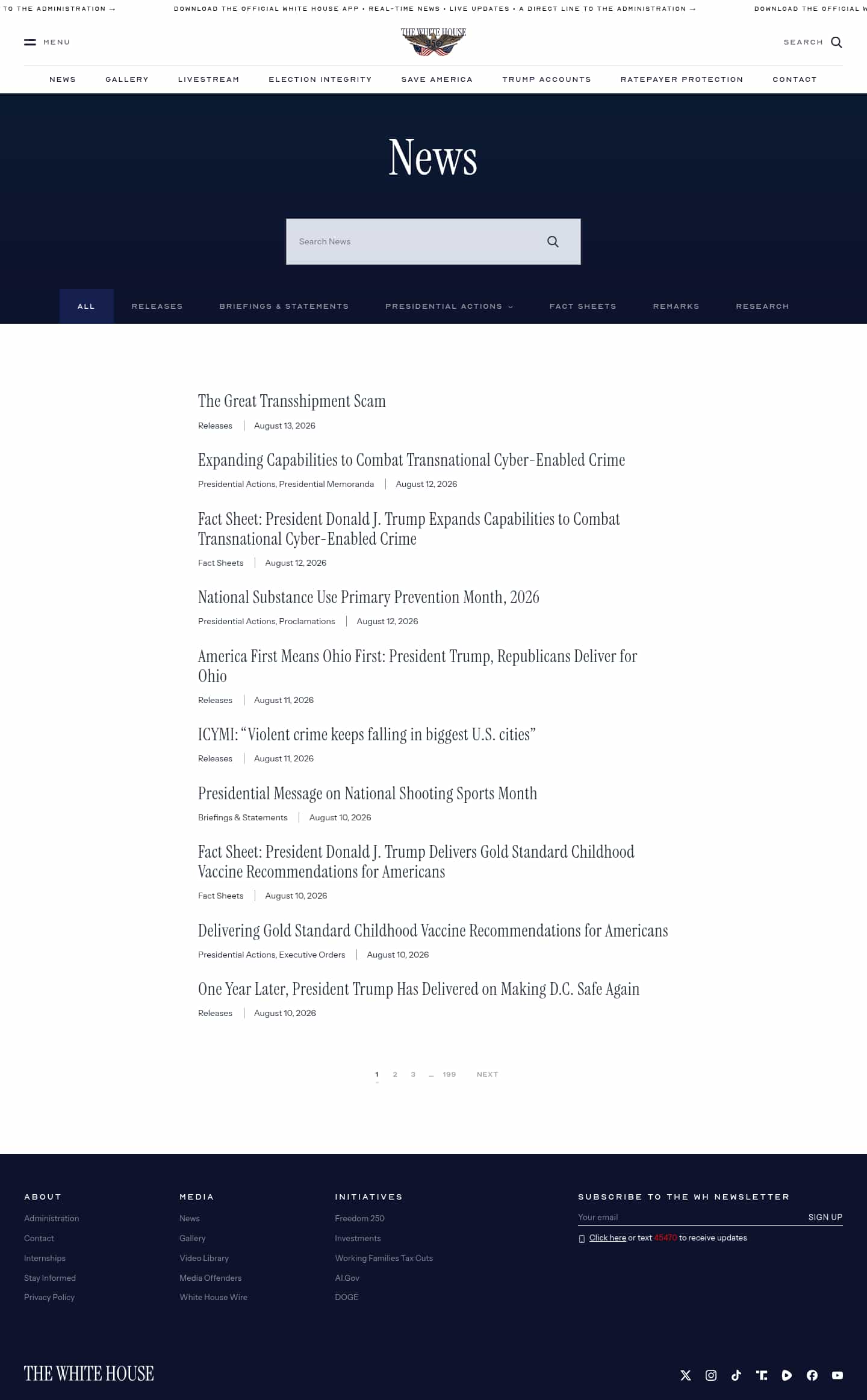 Latest website image capture