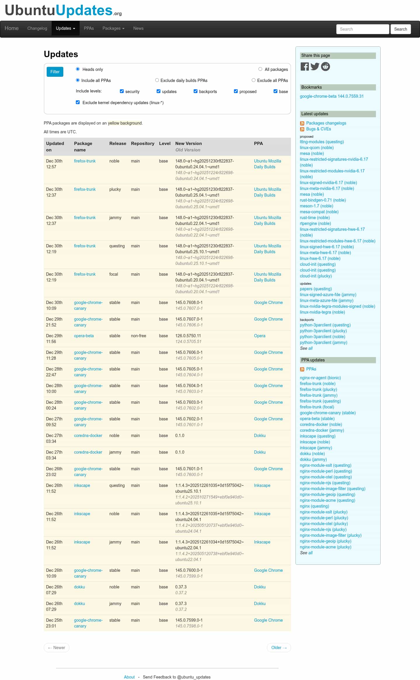 Latest website image capture