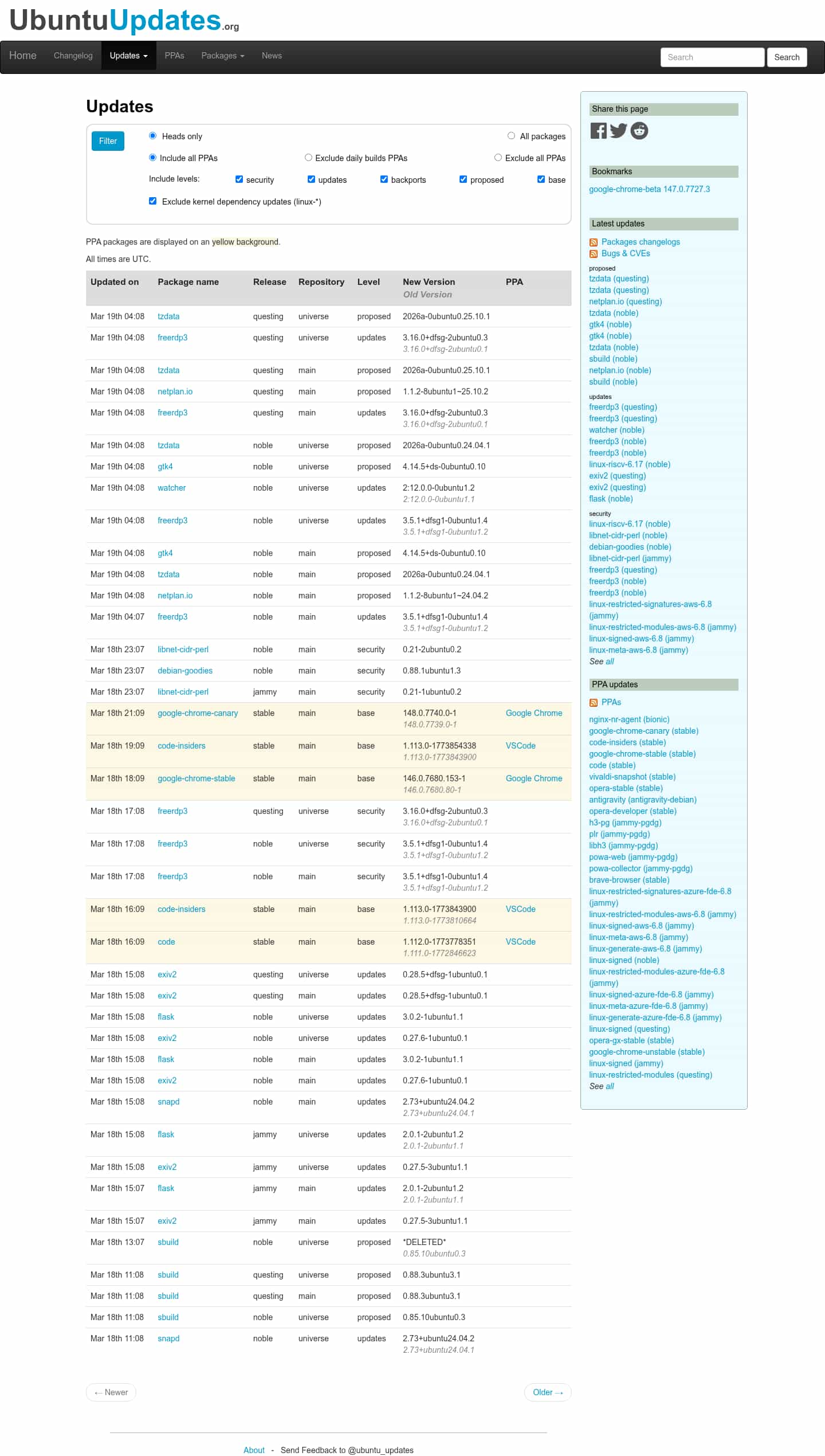 Latest website image capture