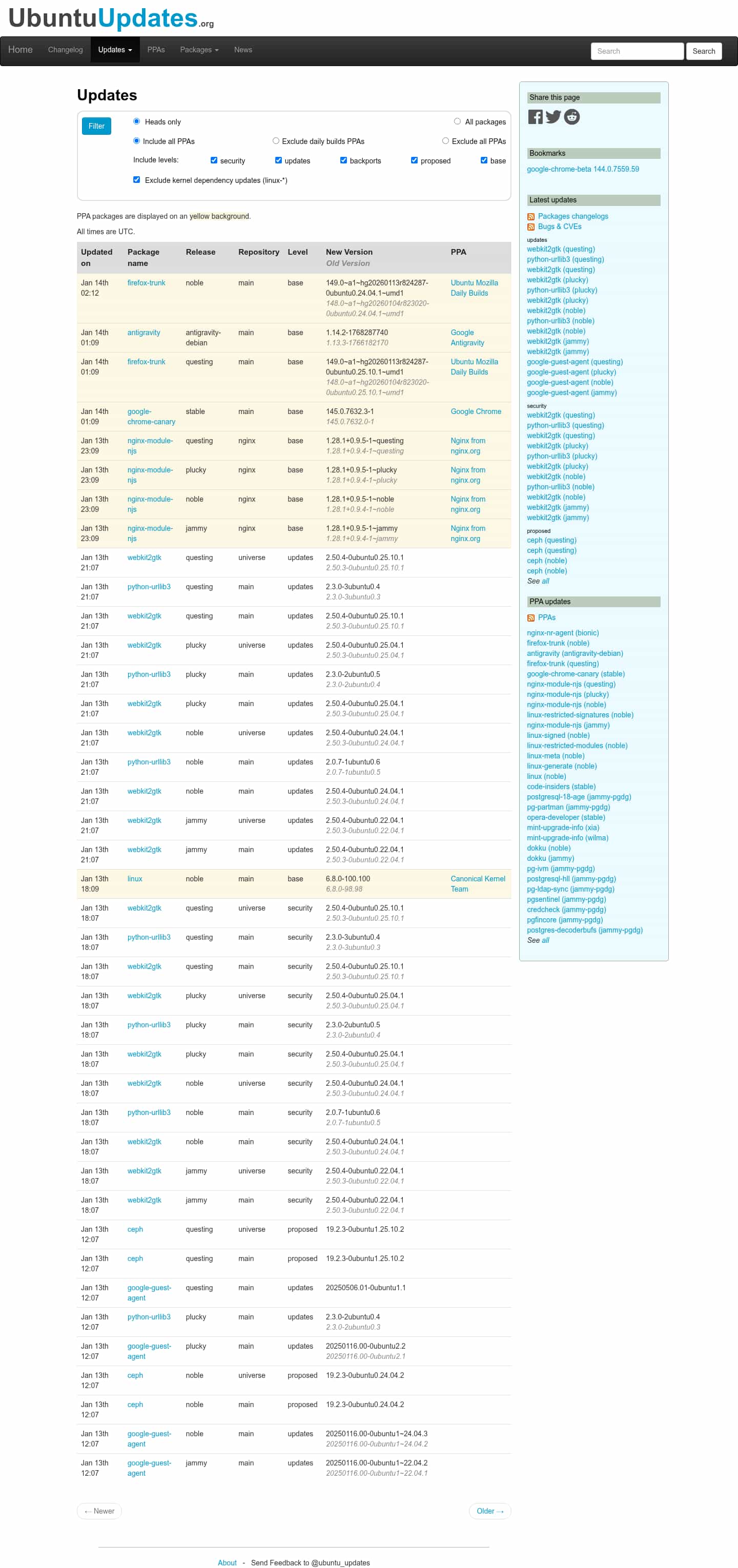 Latest website image capture