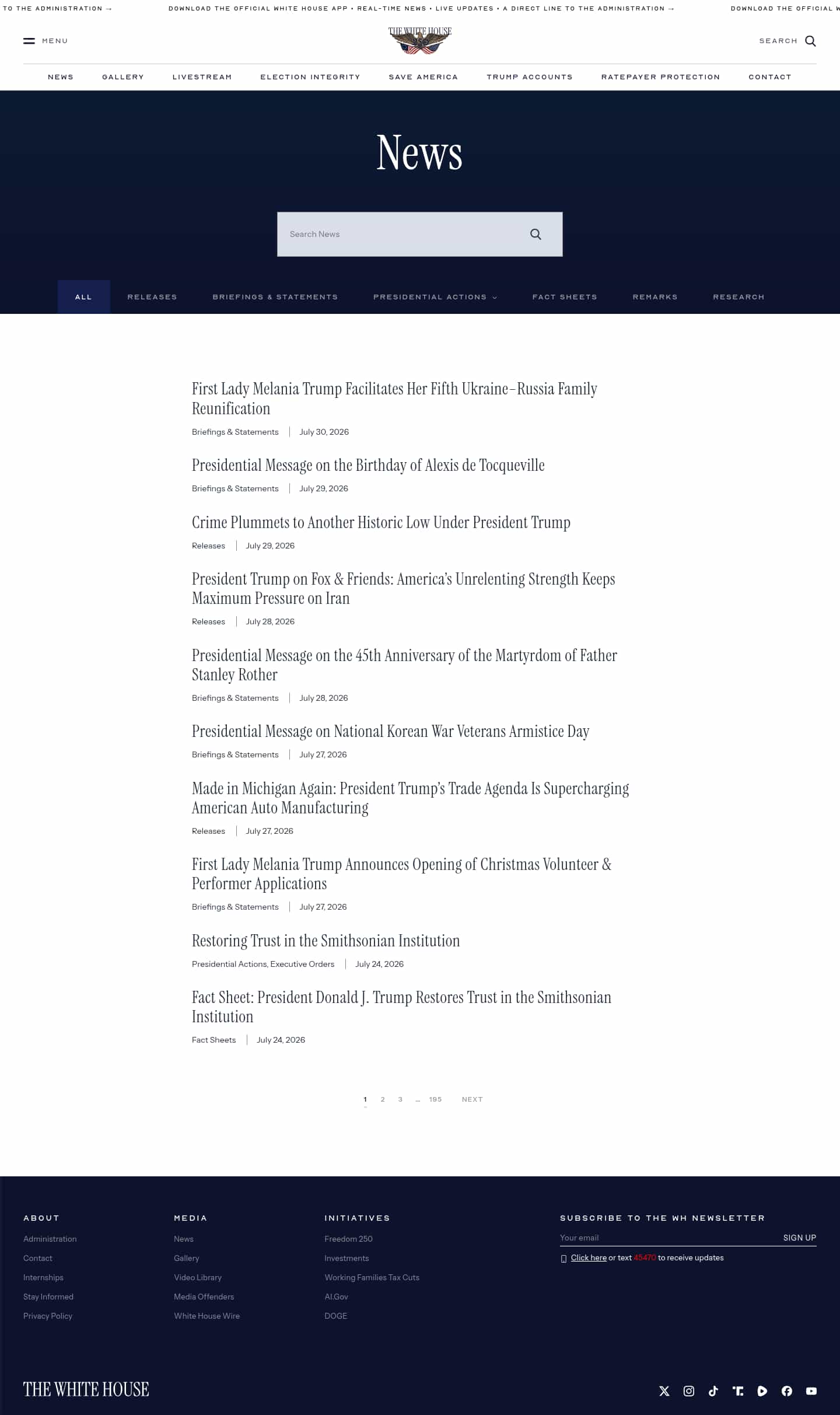 Latest website image capture