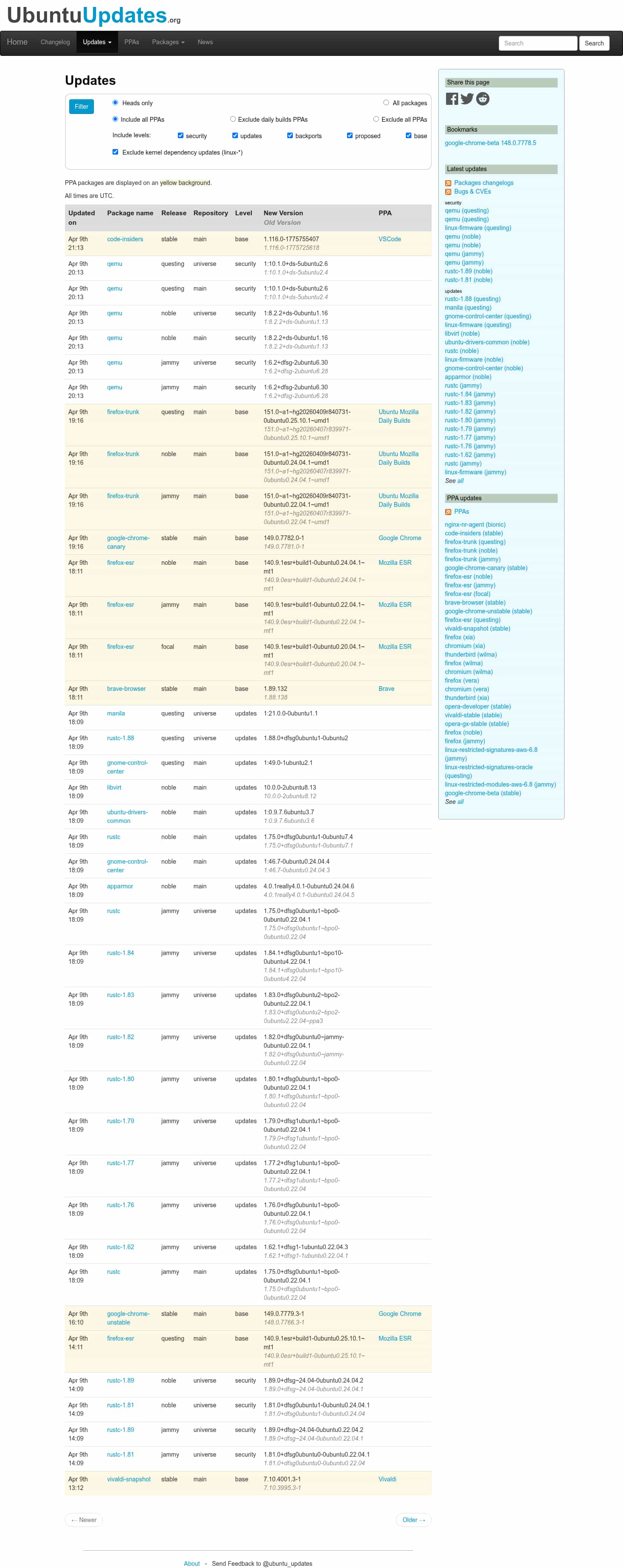 Latest website image capture