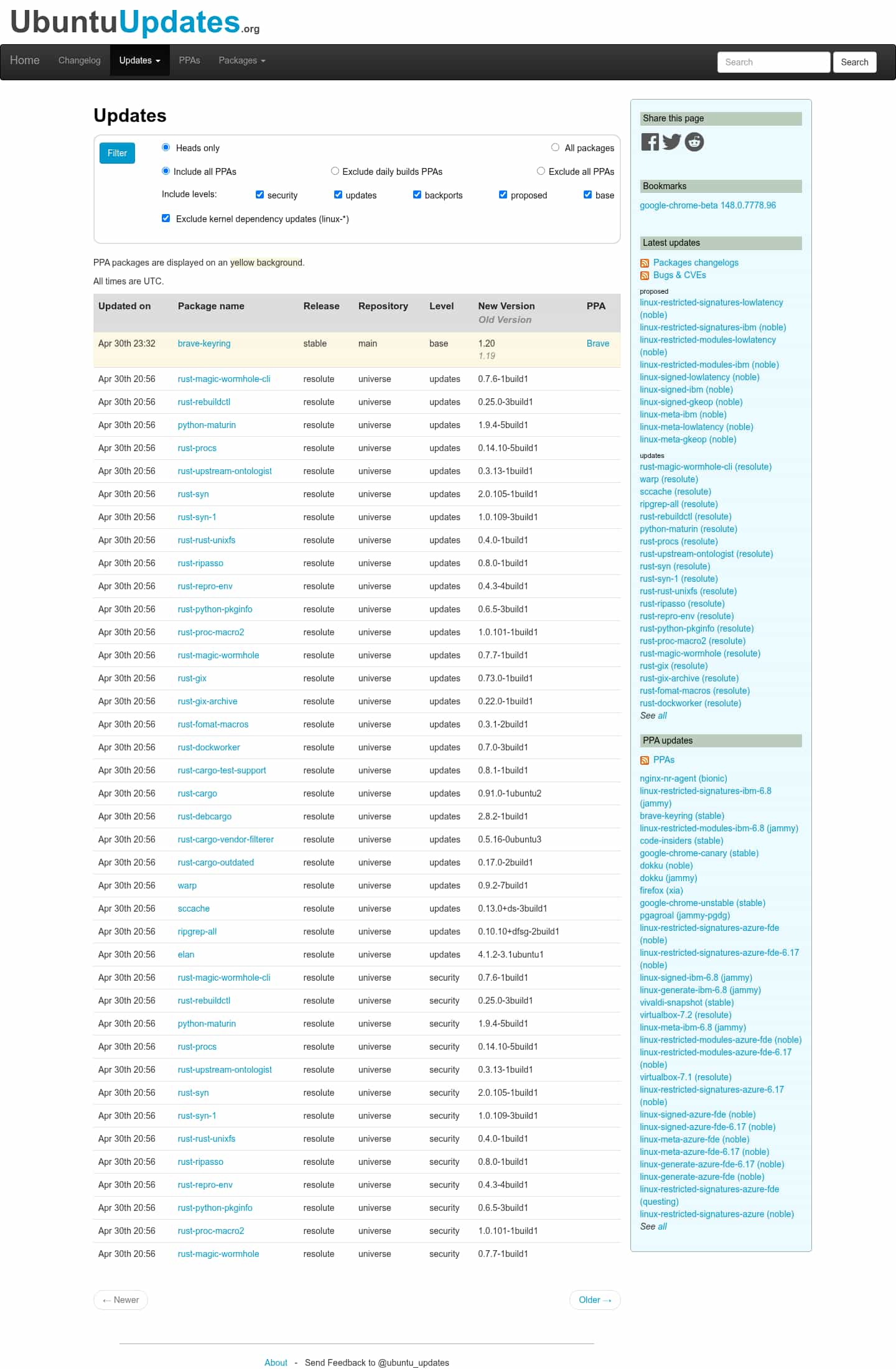 Latest website image capture