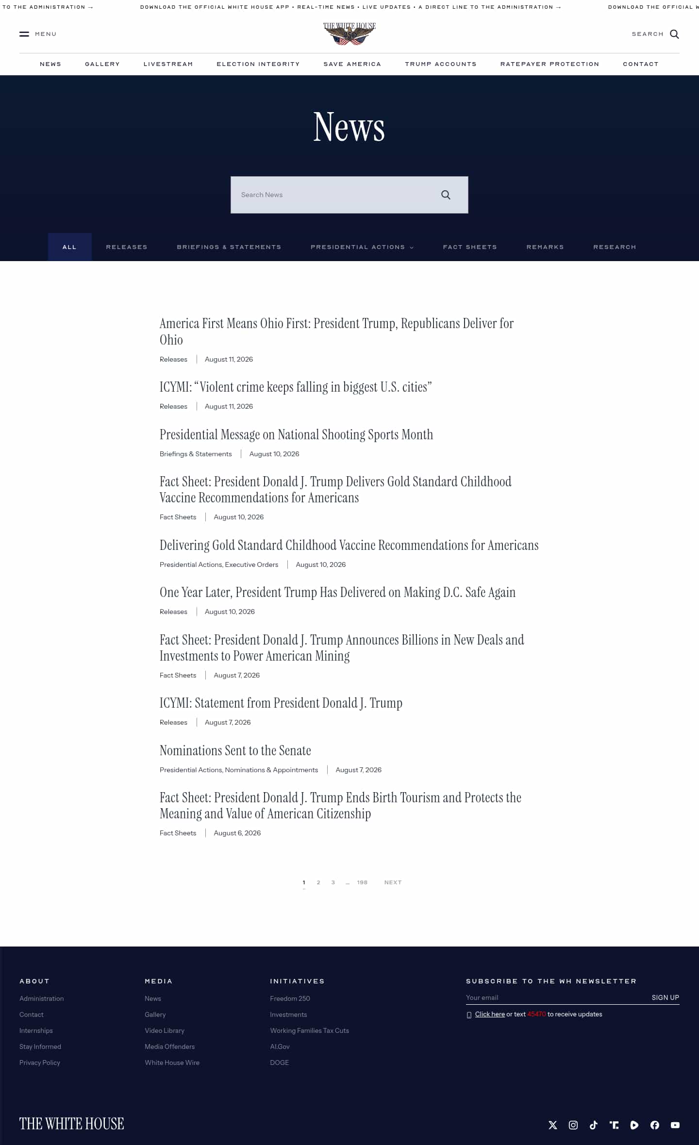 Latest website image capture