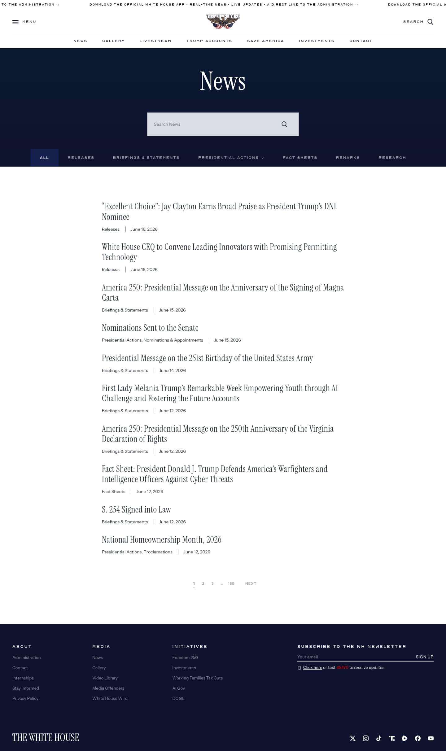 Latest website image capture