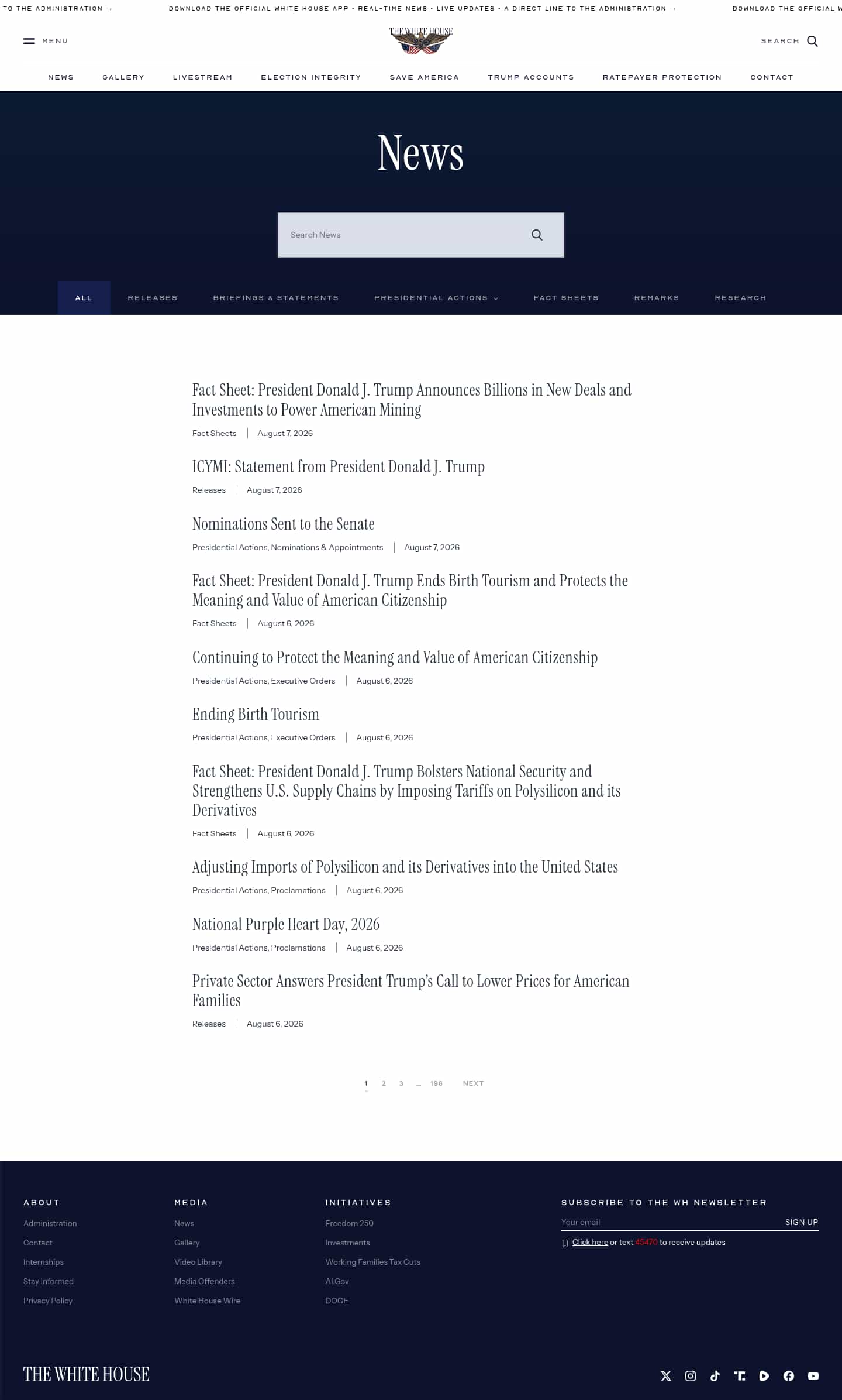 Latest website image capture