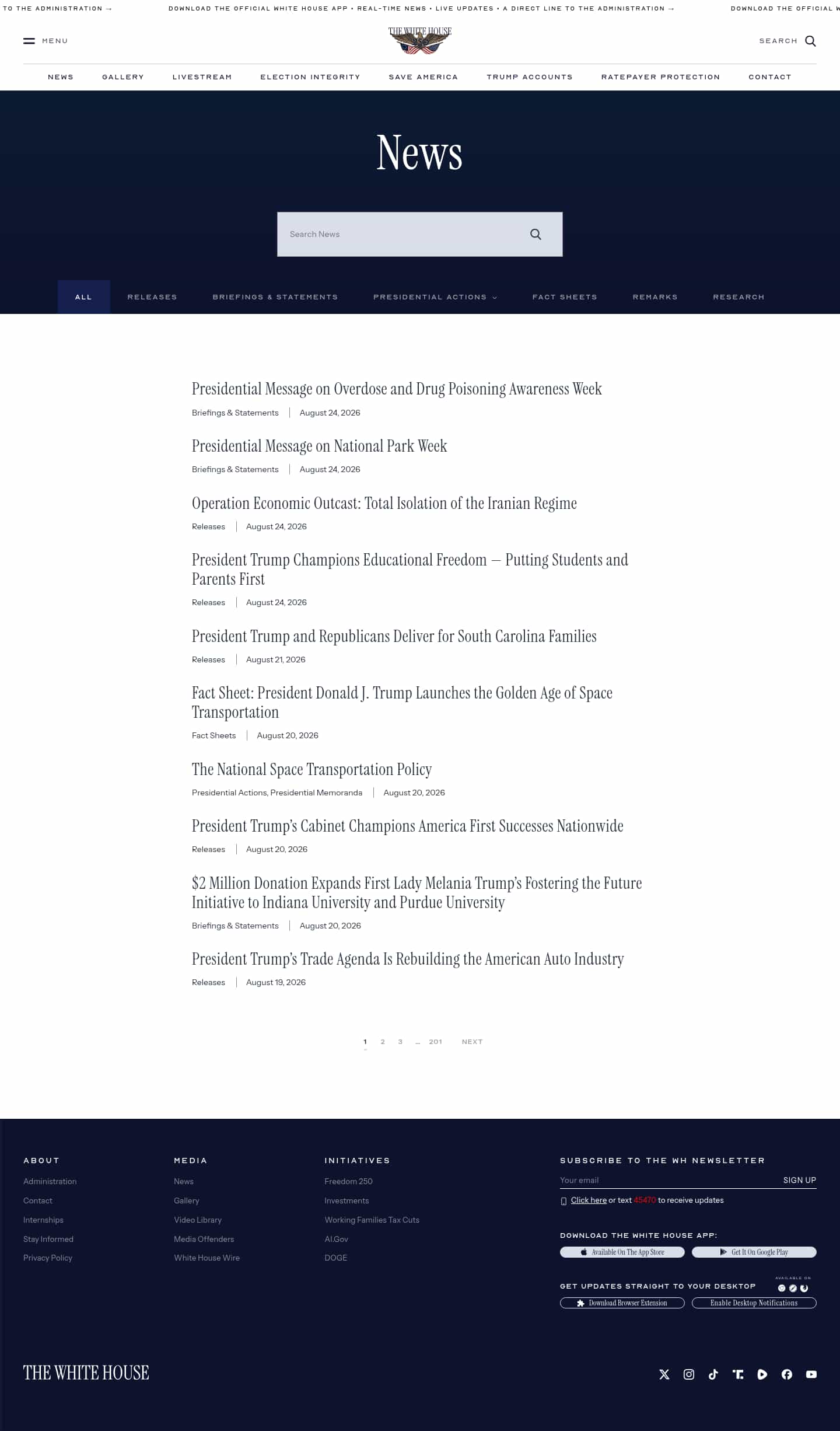 Latest website image capture