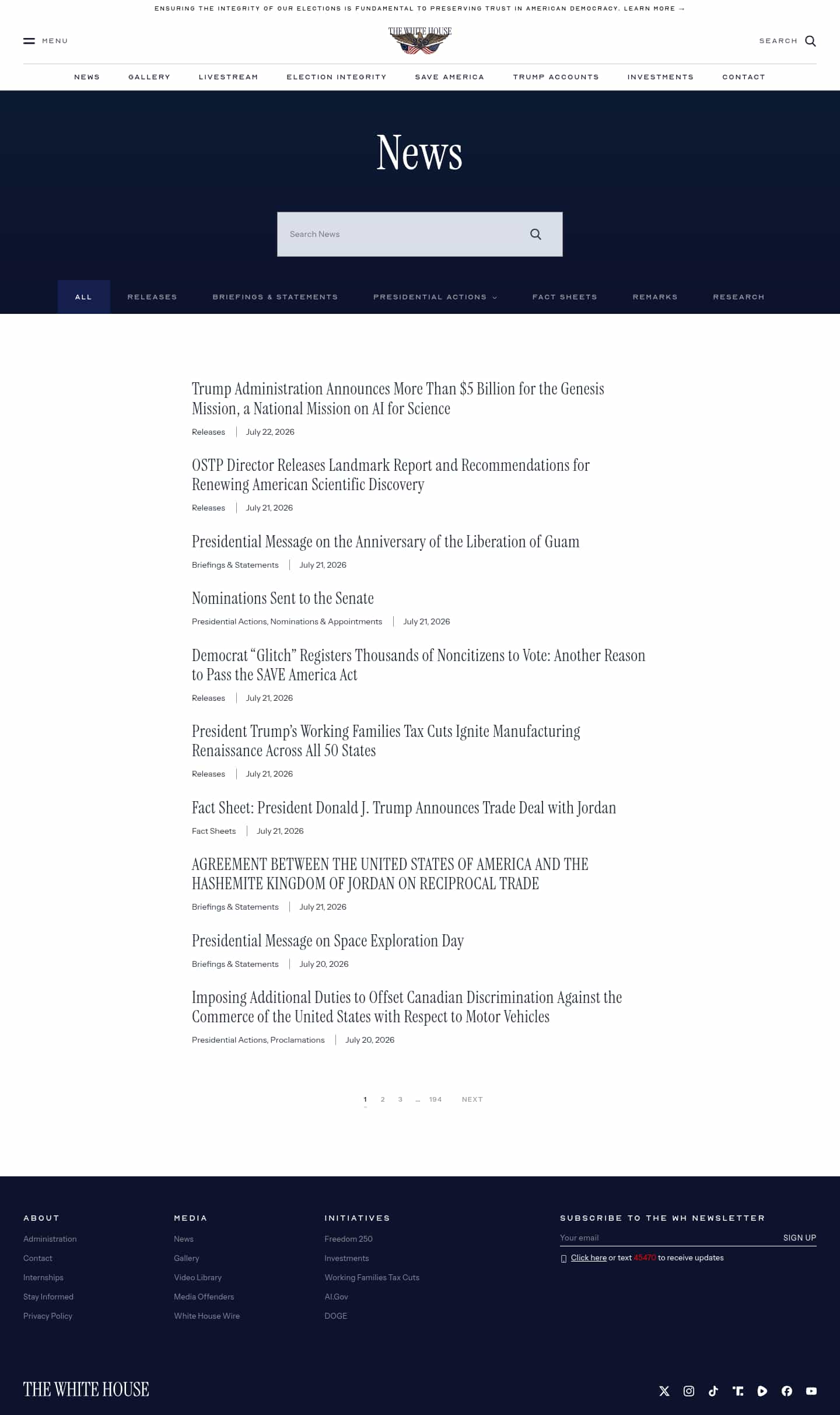 Latest website image capture