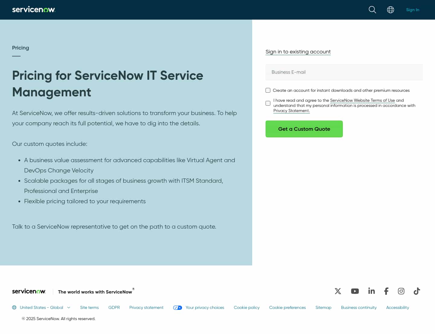 ServiceNow Pricing: Get alerts for the latest updates - Visualping